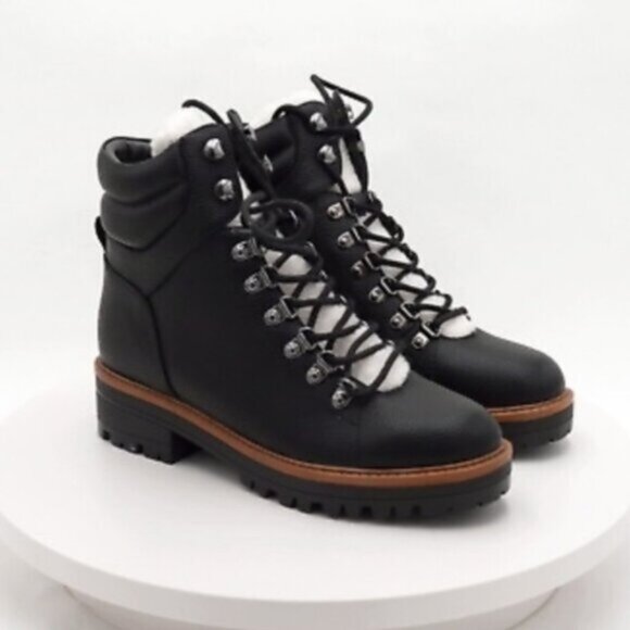 MARC FISHER Limited Edition "IDELLA" Shearling Hiking Lug Leather Buckle… - Picture 8 of 16